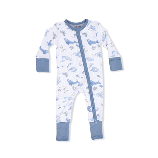 Watercolor Blue Whales Convertible Romper