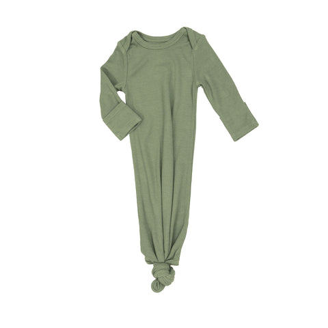Rib Oil Green Knotted Gown