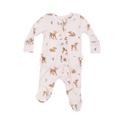 Pink Soft Deer 2 Way Zipper Footie