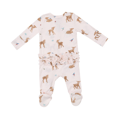 Pink Soft Deer 2 Way Zipper Footie