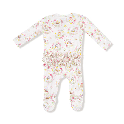 Floral Owl Families Ruffle Footie