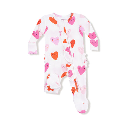 Happy Hearts 2 Way Zipper Footie