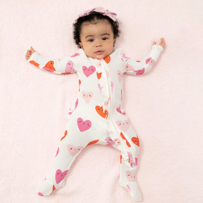 Happy Hearts 2 Way Zipper Footie
