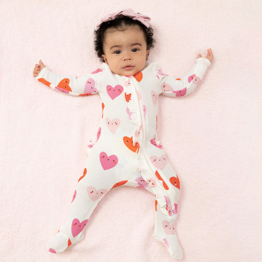 Happy Hearts 2 Way Zipper Footie