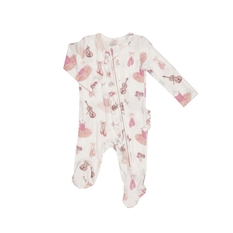 Pink Ballet Ruffle Zip Footie