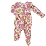Retro Floral Ruffle Zip Footie