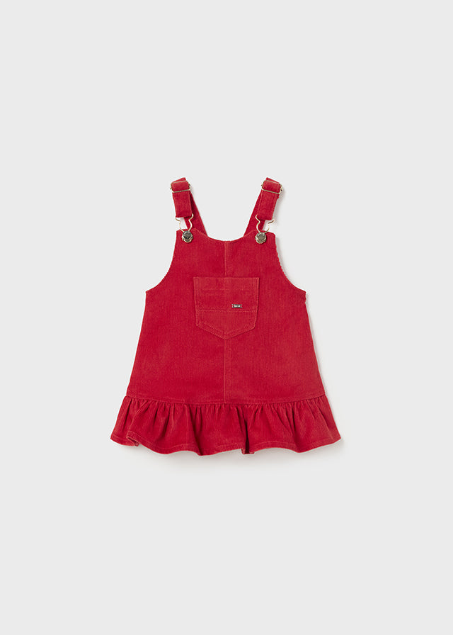 Red Corduroy Overall Skirt