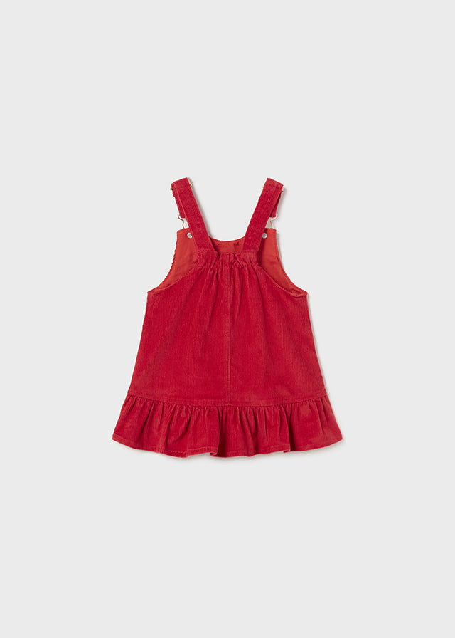 Red Corduroy Overall Skirt