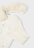 Rib Faux Fur Collar Cardigan