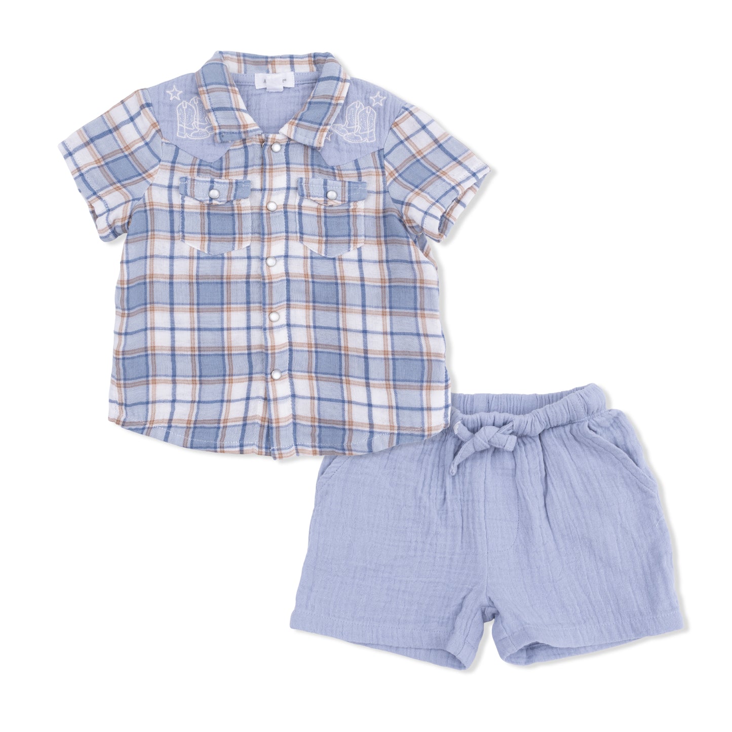 Infant Boy Western Boot Plaid Set