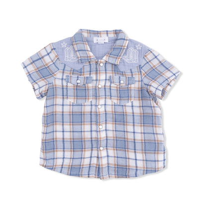 Infant Boy Western Boot Plaid Set