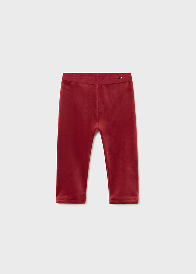 Baby Girl Cherry Red Velvet Leggings