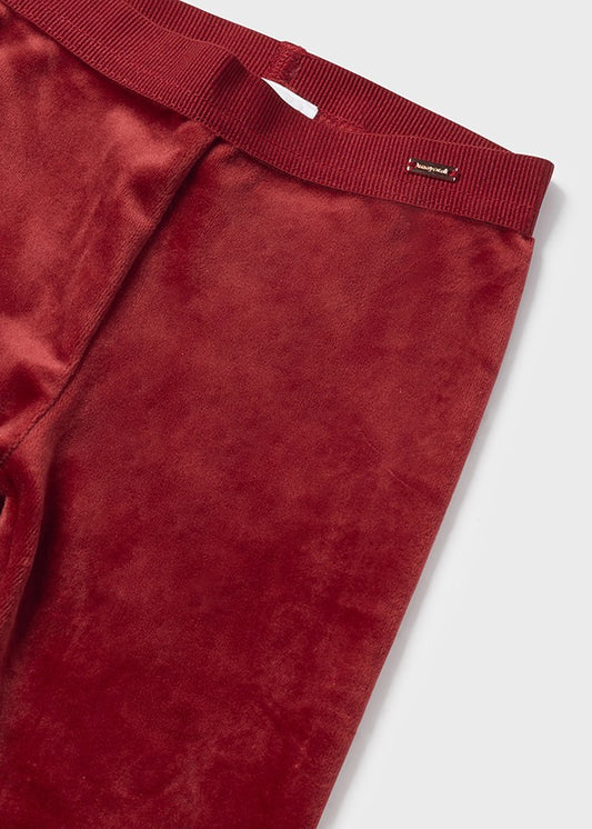 Baby Girl Cherry Red Velvet Leggings