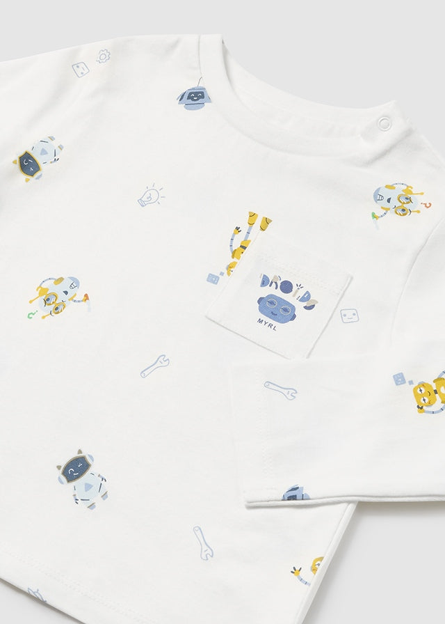 Baby Boy Robots Print T-Shirt