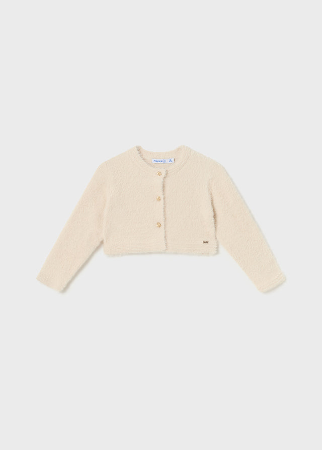 Infant Girl's Fur Cardigan, Chickpea