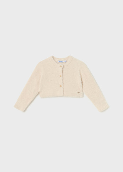 Infant Girl's Fur Cardigan, Chickpea