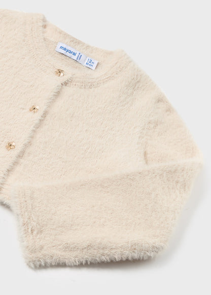 Infant Girl's Fur Cardigan, Chickpea