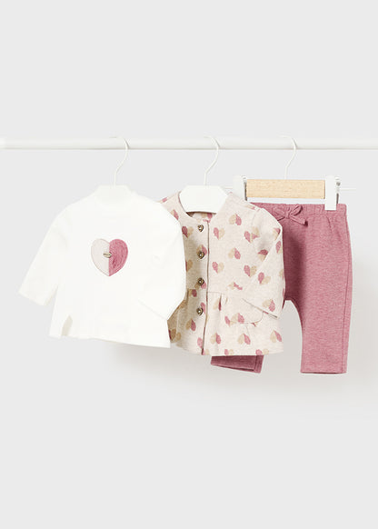 Baby Girl 3-Piece Rose Hearts Set