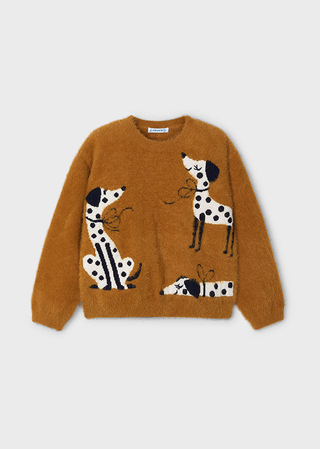 Girls Dalmatian Intarsia Sweater