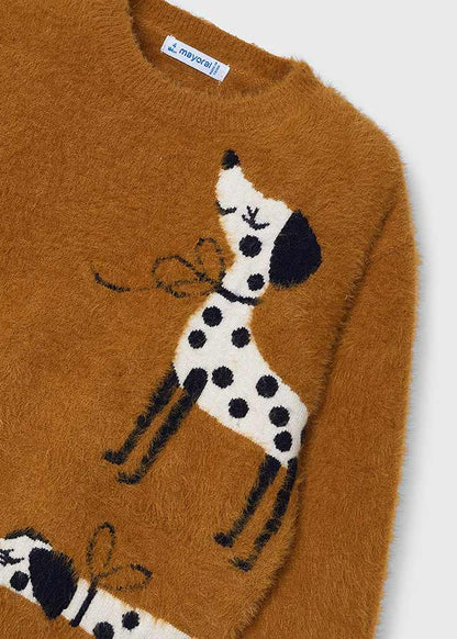 Girls Dalmatian Intarsia Sweater