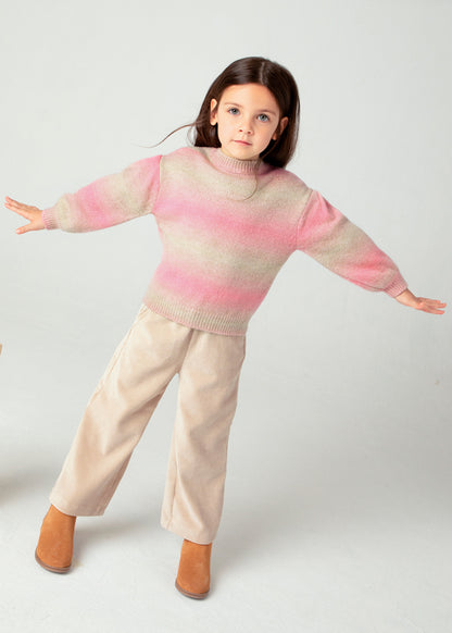 Girl's Gradient striped sweater, Pink