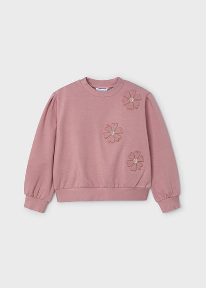 Girls Rosy Floral Applique Sweatshirt