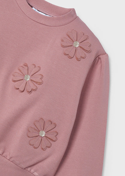 Girls Rosy Floral Applique Sweatshirt