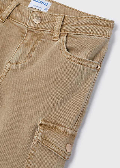 Girl Flared Pants with Pockets, Tan