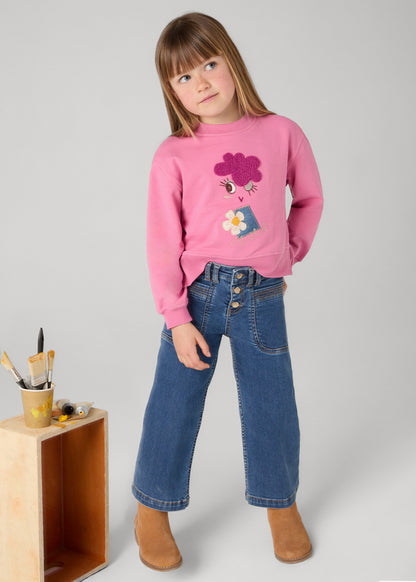 Girls 3 Button Flare Jeans