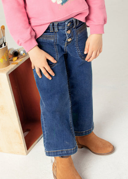 Girls 3 Button Flare Jeans