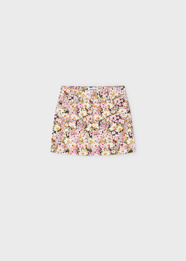 Girl's Corduroy Floral Skirt, Camelia