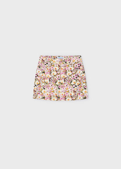 Girl's Corduroy Floral Skirt, Camelia