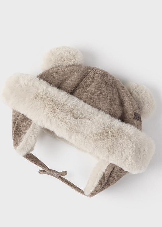 Infant Suede Hat with Ears, Cinnamon