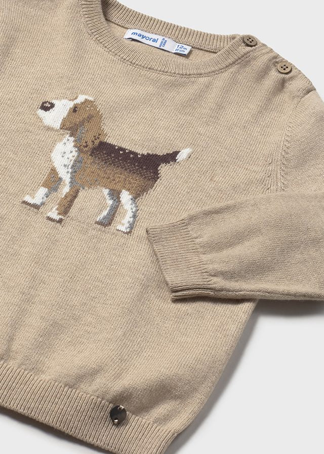Infant Boy Brown Puppy Sweater