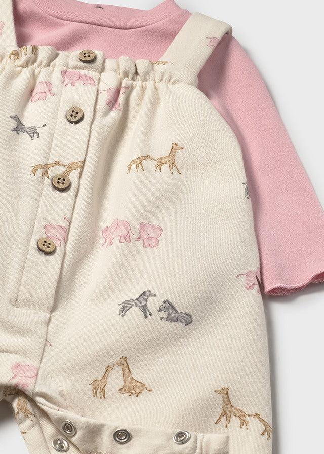 Newborn Printed Dungaree Set