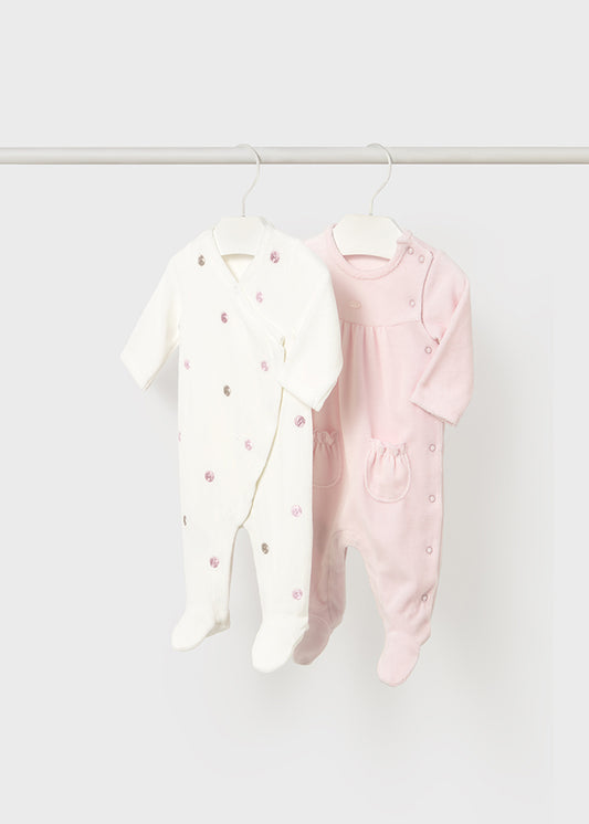 Newborn Girl 2-Piece Velour Onesie
