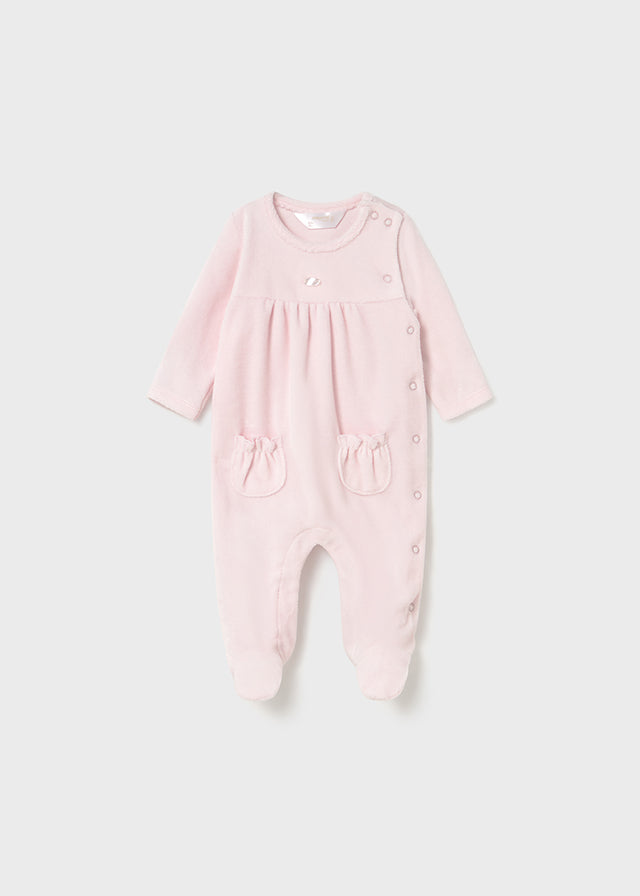 Newborn Girl 2-Piece Velour Onesie