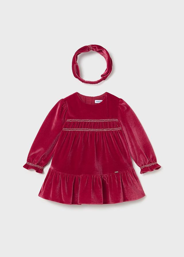 Infant Girl Velvet Dress & Headband