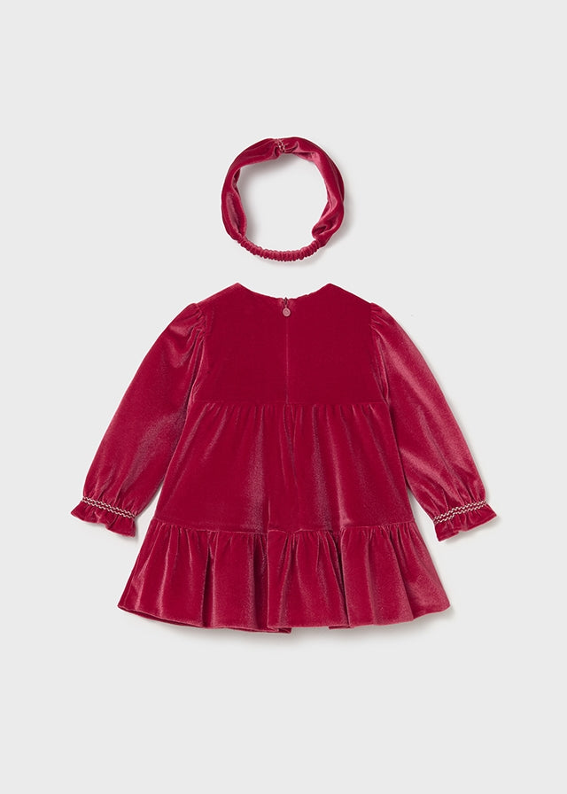 Infant Girl Velvet Dress & Headband