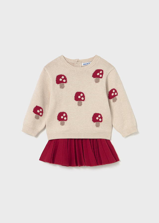 Infant Girl Red Mushroom Skirt Set
