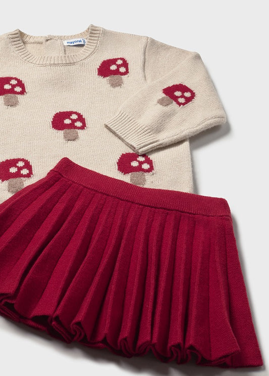 Infant Girl Red Mushroom Skirt Set