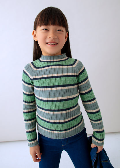 Girl Striped Rib Turtleneck