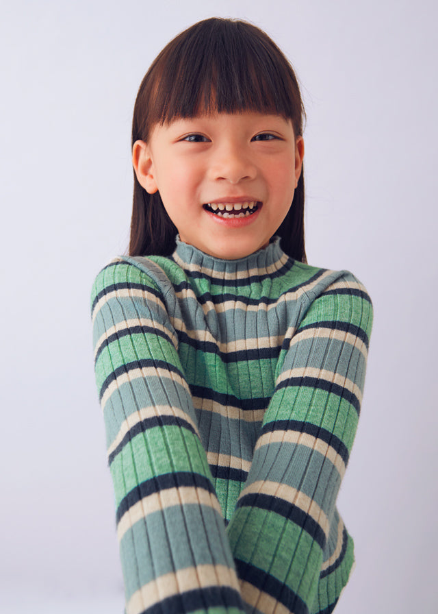 Girl Striped Rib Turtleneck