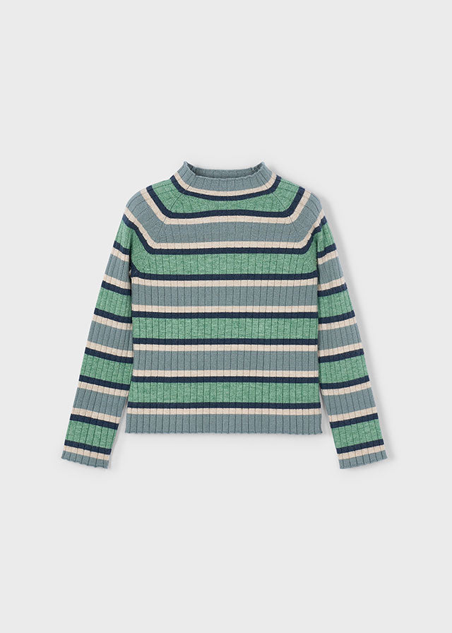 Girl Striped Rib Turtleneck