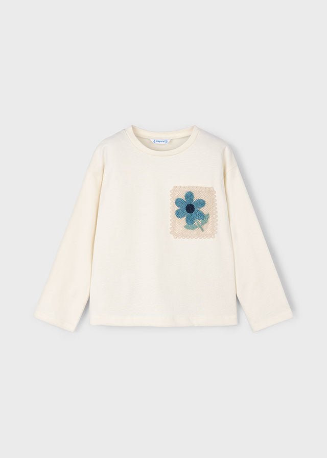 Girl Flower Patched L/s Shirt