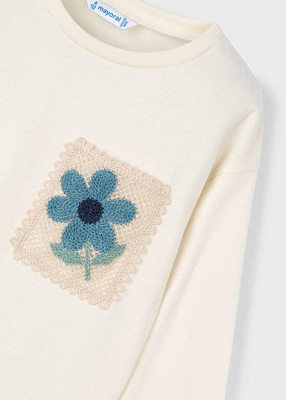 Girl Flower Patched L/s Shirt