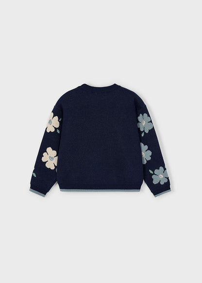 Girls Floral Jacquard Sweater