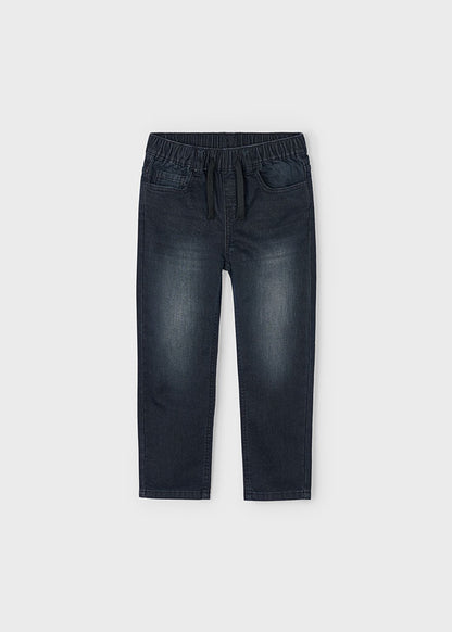 Boys Black Denim Joggers