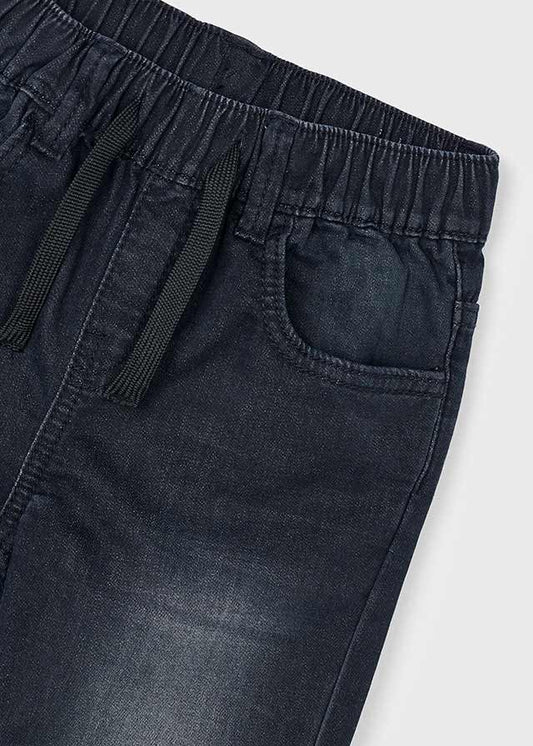 Boys Black Denim Joggers