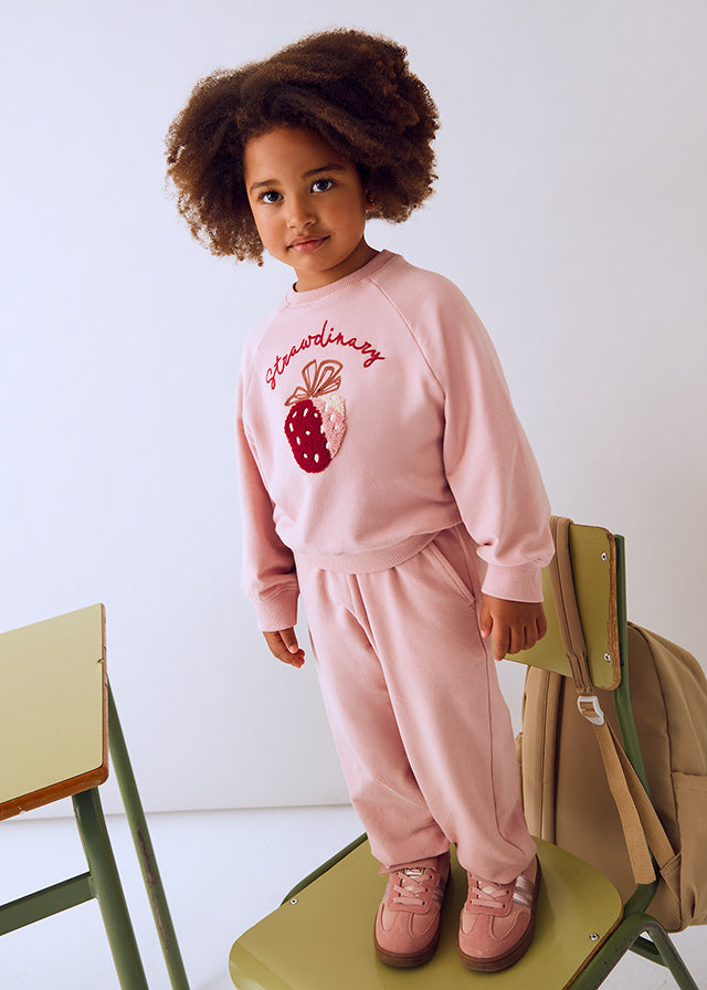 Girls Pink Strawberry Tracksuit